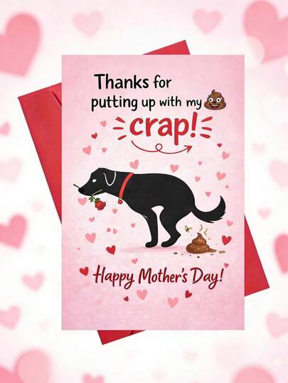 1 Funny Dog Mother's Day Card + 1 Envelope, Humorous Pet Lover Greeting Card, Playful Gift For Mom To Bring Laughter