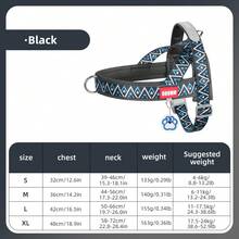 一套几何图案狗狗胸背带，弹簧升级防逃脱宠物胸带，适用于小型/中型犬，包含1个赠送的围栏 - 彩色 - 查看 16