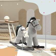Children's Rocking Horse, Plush Children's Riding Toys, 2-5 Year Old Children's Toys, Gray - Grey. - View 1