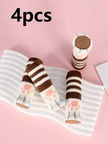 4pcs Cat Paw Pattern Anti-Slip Table Leg Covers, 1pc Cute Chair Leg Pads, Suitable For Home Use And Door Handles, Thickened Cat Paw Chair Leg Protectors, Slip Them Over Chairs To Protect Floors And Furniture. - Multicolor - View 13