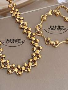 Unique Minimalist Round Ball Chain Necklace Sets For Women Golded Chain Bracelets Stainless Steel Chain For Daily Party Valentine Wedding Music Festival Christmas Mother Day Jewelry Gifts - Multicolor - View 7