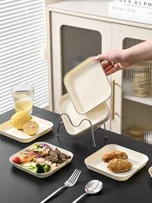 1个长方形托盘，优雅奢华家居用品，ins风奶白色面包/零食盛盘 - 奶油白 - 查看 2