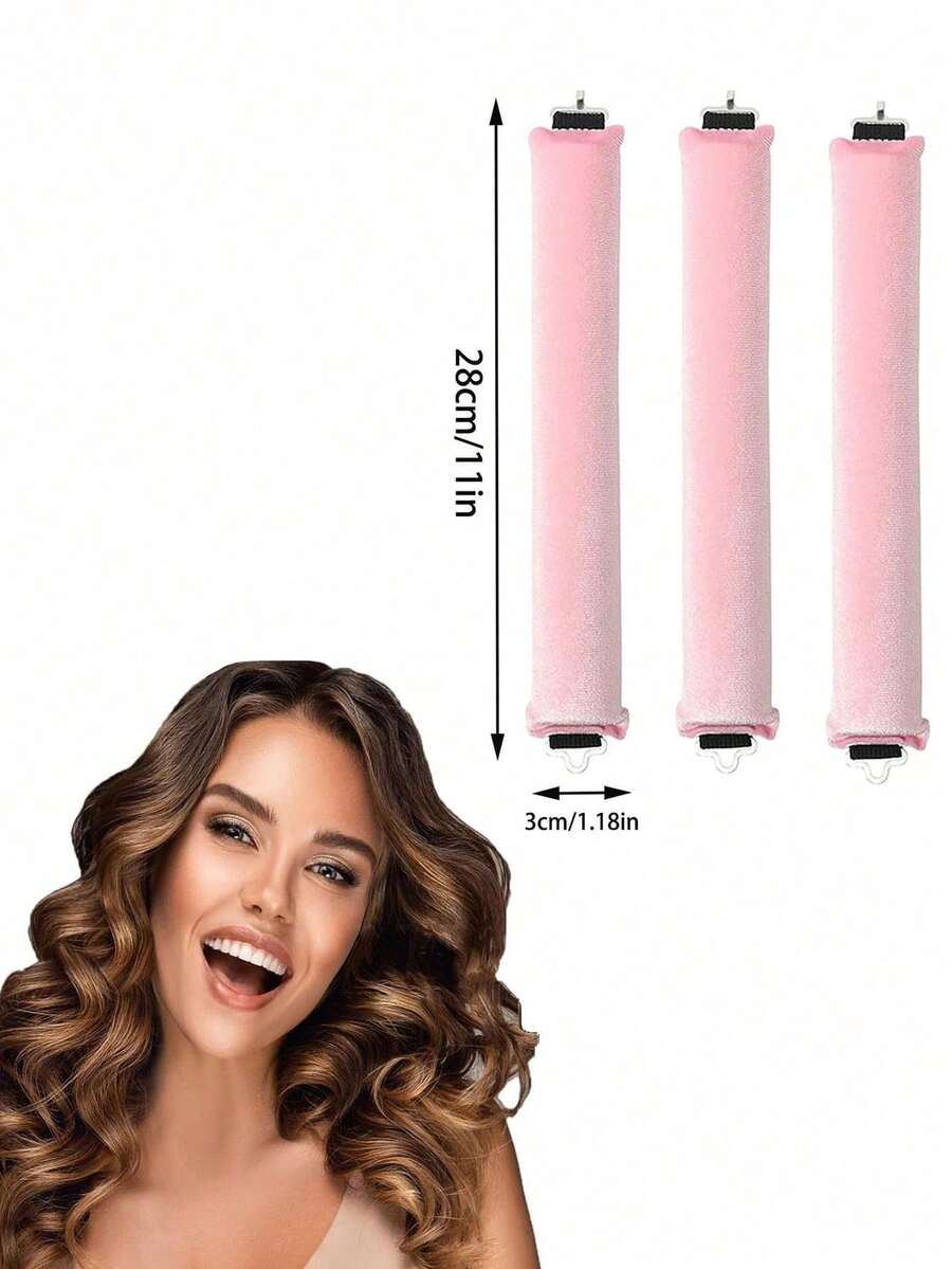 3 piezas Rizadores de cabello sin calor, herramientas de rizado de cabello convenientes, herramientas de diseño de peinado para dormir, rizadores de cabello de espuma para mujeres