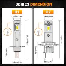 DrViAion H1 LED Headlights 10000LM 6000K 80W 16PCS 7585 CSP High Low Beam Turbo Auto Light 1: 1 Fanless Mini 12V H1 +800% Bright - A - View 9