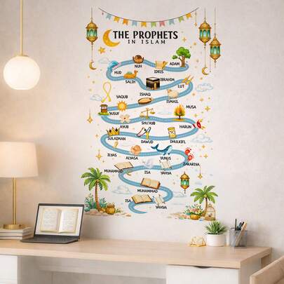 Islamic Wall Stickers Suitable For Children, Islamic Learning Chart Stickers, Ramadan Children's Room Decor, Ramadan Classroom Wall Art