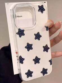 黑色格子星形图案手机壳，兼容 16 Pro Max、15 Pro、14、13 新款机型、16 Pro - 白色 - 查看 3