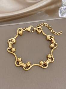 Unique Minimalist Round Ball Chain Necklace Sets For Women Golded Chain Bracelets Stainless Steel Chain For Daily Party Valentine Wedding Music Festival Christmas Mother Day Jewelry Gifts - Multicolor - View 5
