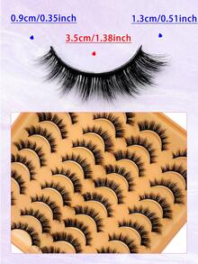 ENCHUW 20 Pairs Luxurious Fluffy Volume Dramatic Messy Faux Mink False Lashes Reusable, Soft, Comfortable Strip Lashes, Lashes, Eyelashes, Fake Lashes - Black - View 2