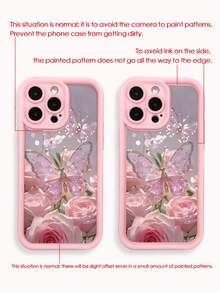 Butterfly Painted Textured Hollow Agate Anti-Drop Phone Case, Suitable For IPhone 14, 14 Pro, 14 Pro Max, 13, 13 Pro, 13 Pro Max, 11, 11 Pro Max, 12, 12 Pro, 12 Pro Max, XR, XS, 15, 15 Pro, 15 Pro Max, 16, 16 Pro, 16 Pro Max, 17, 17 Pro, 17 Air, 17 Pro Max, Galaxy S24, A04, A12, A13, A14, A23, A24, A32, A33, A51, A52, A53, A54, A72, S20 FE, 9, 9A - Multicolor - View 6