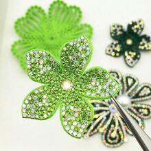 4pcs Green Crystal Flower DIY Handmade Sewing Decoration For Clothes, Shoes, Bags - Green Rhinestone Flowers - View 5