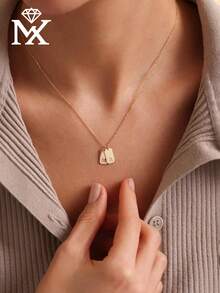 Personalized Engraved Pendant Necklace, Customized Letter Pendant Necklace, Personalized Name Bar Necklace, Christmas Gift - Multicolor - View 2