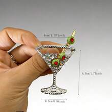 1 pieza Broche de copa de vino con forma de corazón esmaltado colorido y elegante, adecuado para ropa de mujer, decoración de mochila, accesorio de regalo para fiesta - Rosa Roja - Ver 6