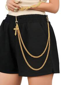 1件十字形镂空多层朋克嘻哈裤链，时尚百搭 - 彩色 - 查看 2