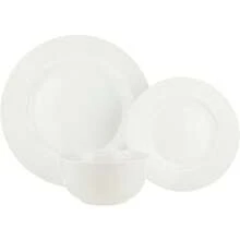 Porcelain Dinnerware Set, Microwave And Dishwasher , Service For 6, 18-Piece, Plates, Bowls, White - White - View 5