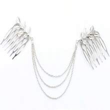 1 pieza Clip de pelo con borla de perlas multicapa, accesorio de pelo con perlas, clip decorativo para moño de novia, tocado, verano, vacaciones, viaje - Multicolor - Ver 10