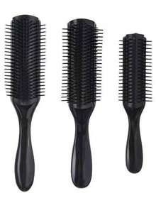 2 pièces Set de brosses, brosse à coussin en nylon à 9 rangées, peigne à queue, convient aux types de cheveux y compris les cheveux bouclés, ondulés, crépus, mouillés/secs/gras/épais/longs. Ce set de brosses comprend une brosse facile à utiliser pour les cheveux bouclés, ondulés, crépus de type 3a à 4c des , convient pour les cheveux mouillés et secs, démêlage facile. Le set comprend également un flacon vaporisateur de 200 ml. - C - Voir 11