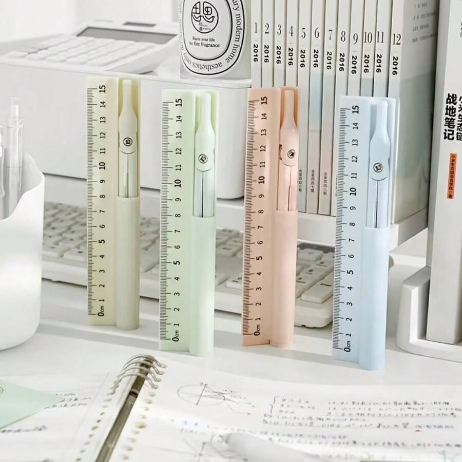 3-In-1 Functional Tool, Includes Compass, Ruler And Pencil, Ideal Choice For Students, Schools And Offices, With Pencil Lead, Suitable For Measuring Drawing Tools, Learning Supplies, Mechanical Pencils, Stationery, Office Supplies - Sets - View 1
