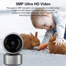 Camera WIFI 5MP, Camera trong nhà, Camera PTZ, Camera theo dõi thú cưng, Camera giám sát thú cưng thời gian thực, Camera thông minh cho thú cưng, Camera gia đình nhỏ gọn với tính năng phát hiện chuyển động, âm thanh hai chiều, lưu trữ đám mây, phát lại video (Không bao gồm bộ chuyển đổi nguồn) - Màu xám đen - Xem 5