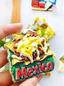 1 pezzo Calamita da frigo souvenir di viaggio in Messico, riproduzione di elementi classici in pittura 3D, come patatine di mais, cibo messicano taco, piramide maya, teschio della cultura, sombrero e procione che suona la chitarra, simboli iconici, colori vivaci e texture fine, decorazione per frigorifero domestico, regalo commemorativo di viaggio per amici e colleghi, adatto per collezione e decorazione quotidiana, combinando estetica e significato commemorativo - magneti da frigorifero - Visualizzare 10