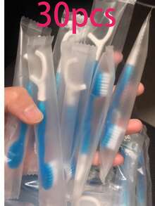 20/10pcs Mini Travel Toothbrush, 5-In-1 Pre-Attached Mini Brush + Floss + Pickaxe + Tongue Scraper, Portable Toothbrush With Fresh Beads - Multicolor - View 15