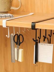 6 Hook Coffee Cup Mug Holder Black White Hooks Shelf Multifunction Kitchen Cabinet Sundries Organizer Storage Hanger - One Size Fits All - View 8