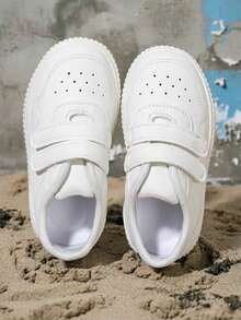 2-6岁儿童运动鞋，男女童软底休闲鞋，魔术贴婴儿休闲运动鞋，儿童休闲白鞋，柔软透气时尚百搭幼儿园日常鞋，春秋季 - 白色 - 查看 1