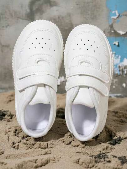 2-6 Years Old Kids Sports Shoes, Unisex Toddler Soft Sole Casual Shoes, Hook And Loop Infant Leisure Sneakers, Children's Casual White Shoes, Soft Breathable Fashion Versatile Kindergarten Daily Shoes, Spring Autumn