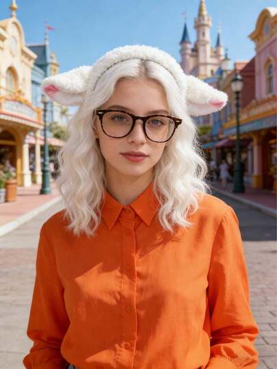 1pc Cute & Sweet Sheep Ear Headband - Suitable For Glasses, Sheep Cosplay, Made Of Soft Faux Fur Material For Party And Washing Face, Solid Color Design Without Feathers