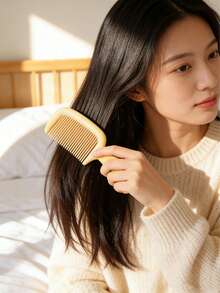 1pc Pastel Color Wide-Tooth Comb, Anti- Hair Brush, Suitable For Curly, Wet, Long Hair, Round Teeth Detangling Massage Scalp Brush, Women/Girls Portable Hairstyling Tool, Suitable For Dorm, Travel, Daily Use - Multicolor - View 12
