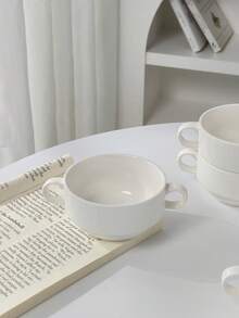 Cabin Kangaroo 1个/2个/4个可叠放白色陶瓷双耳碗ins风早餐碗燕麦碗汤碗甜点碗家用餐具 - 彩色 - 查看 9