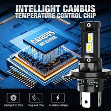 TOAUTO 2 bóng đèn pha LED H4 90W 30000LM, quạt tản nhiệt không dây, bộ giải mã CANBUS H4, đèn LED mini cho ô tô, đèn sương mù. - A - Xem 6