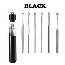 6 Counts/Set Ear Wax Removal Tool Set With Storage Tube,Ear Cleaning Kit Ear Spoons Ear Picks Curette,Ear Wax Remover Tool,Earwax Cleaning Supplies. - màu đen - Xem 7