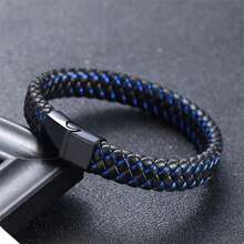 Handmade Microfiber Leather Bracelet Stainless Steel Men's Bracelet Jewelry - B 1055001 - Xem 1