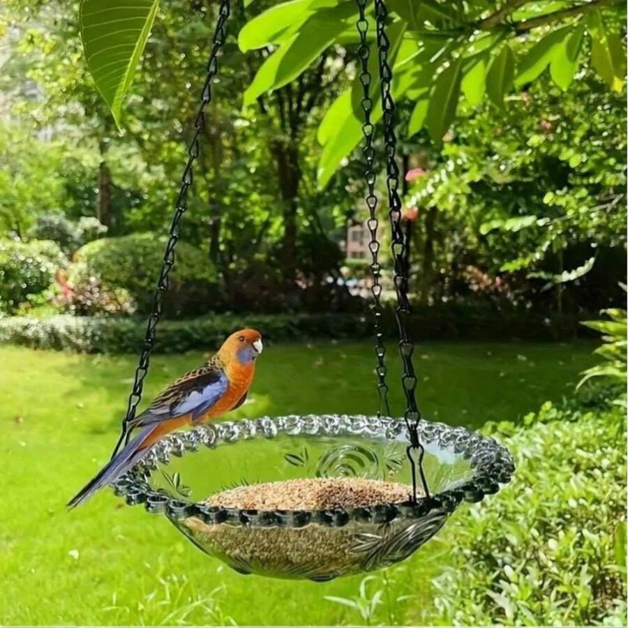 Hanging Bird Baths And Feeders For Outdoors, Plastic Bird Water Bowls For Garden And Yard Use  Hanging Bird Bath Outdoor Birdbath Bowl,Hanging Bird Feeder Tray For Garden,Outdoor Bowl With Tray For Garden, Patio & Backyard Decor - Gift For Bird Lovers - 灰色 - 查看 1