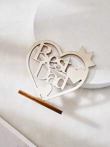 1 pièce Décoration ornementale minimaliste en forme de couronne de cœur en bois, convient pour la Fête des pères, la Fête des mères, design creux, décoration de bureau intérieure chaleureuse, cadeaux pour maman et papa - Taille Unique - Voir 11