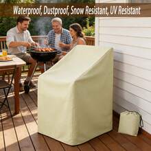 Funda protectora para silla de jardín en beige, resistente y duradera, resistente a los rayos UV, impermeable, a prueba de nieve y polvo, adecuada para muebles de patio/sillas/sofá individual - Beis - Ver 1