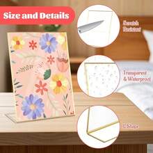 6 chiếc giá đỡ biển hiệu bằng acrylic, hình chữ L, kích thước 5 x 7 inch, màu vàng kim, dùng để trưng bày tờ rơi/thực đơn/ảnh bằng nhựa trong suốt, thích hợp cho khách sạn, văn phòng, nhà hàng. - Vàng L - Xem 4