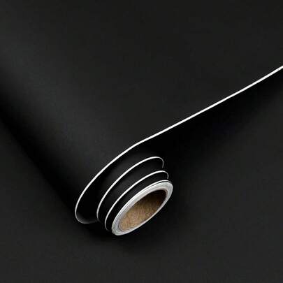 1 Cuộn Giấy Dán Tường Màu Đen, Dễ Bóc, Giấy Dán Tường Màu Trơn, Chống Dầu, Chống Nước, Có Thể Tháo Rời, Giấy Dán Tự Dính Hiện Đại, Thích Hợp Cho Trang Trí Phòng Ngủ, Kệ Treo Tường, Mặt Bàn, Tủ, Tủ Quần Áo Tự Dính, Giấy Dán Trang Trí Nội Thất Kích Thước 15.74*196.8 Inch