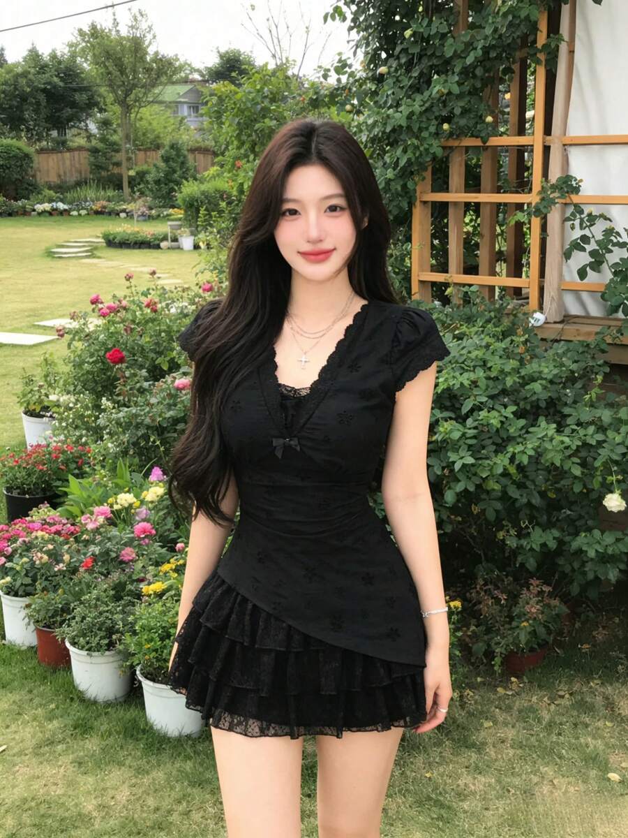 Women Short Dresses - Black - View 1