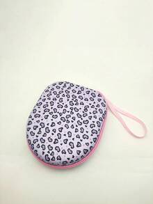 1pc EVA Material Leopard Print Heart-Shaped Headphone Storage Case, Creative Print, Large Capacity Shockproof Multifunctional Electronics & Digital Accessories Organizer Box - Multicolor - View 11