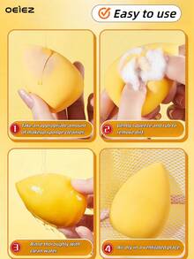 OEIEZ Spons Makeup Kuning Lembut, Spons Makeup yang Cocok untuk Alas Bedak Cair, Concealer, dan Pencampuran Alas Bedak - MultiWarna - View 10