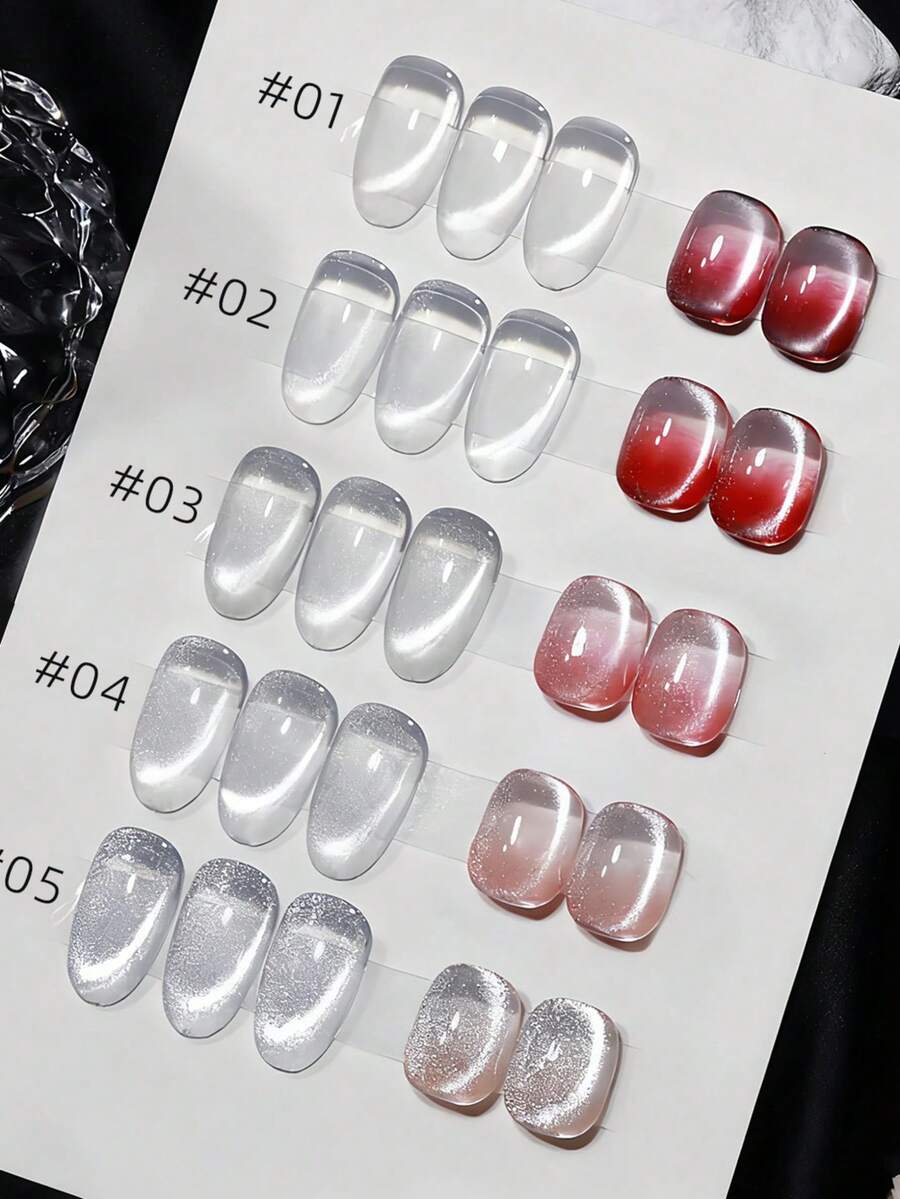 MIANEL GEL 10毫升冬日星空白色玻璃珠猫眼凝胶指甲油，白色月光灯泡水晶宽猫眼指甲油，冬季美甲凝胶指甲油，棕色美甲超白美甲，美甲沙龙女孩特别礼物美甲用品