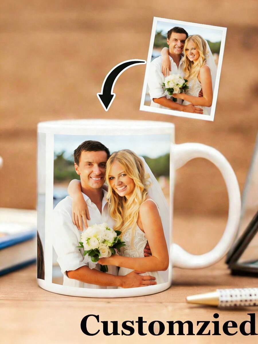 1pc Customizable Photo Mug, Personalized Photo Coffee Cup, Personalized Photo Anniversary Commemorative Mug, Housewarming Gift, Valentine's Day Gift, Anniversary Gift, Graduation Gift, Mother's Day Gift, Suitable For Anniversary, Valentine's Day, Mother's Day, Birthday, Children's Day, Father's Day, Graduation Ceremony, Wedding And Other Occasions