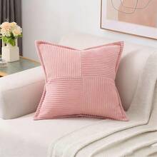 1 pieza Funda de cojín lisa sin relleno, Funda de almohada de sofá de pana, Decoración del hogar - Rosa - Ver 10