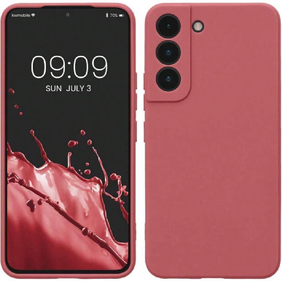 Case Compatible With Samsung Galaxy S22 - With Raised Edges - Suitable For Wireless Charging - Matte Dark Pink, 43341392 - Bronze - View 1