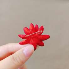 1pc Zinc Alloy Red Lotus Flower Brooch, Luxury Casual Lapel Pin, Unique Design Suitable For Women's Daily Wear All Year Round - Multicolor - View 4