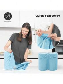 20卷/30卷超柔软微纤维撕取式毛巾卷，可重复使用清洁布，微纤维卷式清洁抹布，干湿两用柔软抹布，厨房洗碗布，粉色、灰色、蓝色 - 22*20cm 20pk - 查看 9