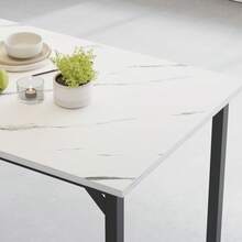 5-Piece Dining Set Including Rectangular Dining Table Dining Chairs With MDF Top Metal Frame Space Saving Dinette Set For Dining Room, Apartment, Small Space - White Marble - View 5