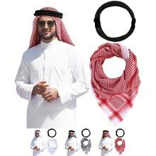 Men's Desert Scarf, Neck Wrap, Shawl, Arabic Headwear With Agal Rope - Multicolor - View 2