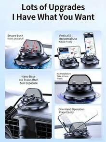 1pc Car Phone Holder, Rotatable Dashboard Mount, Anti-Slip Navigation Bracket, Temporary Parking Luminous License Plate (Retractable), Multi-Function Bracket, Dashboard Phone Number Plate, Glasses Card Slot - A - View 3